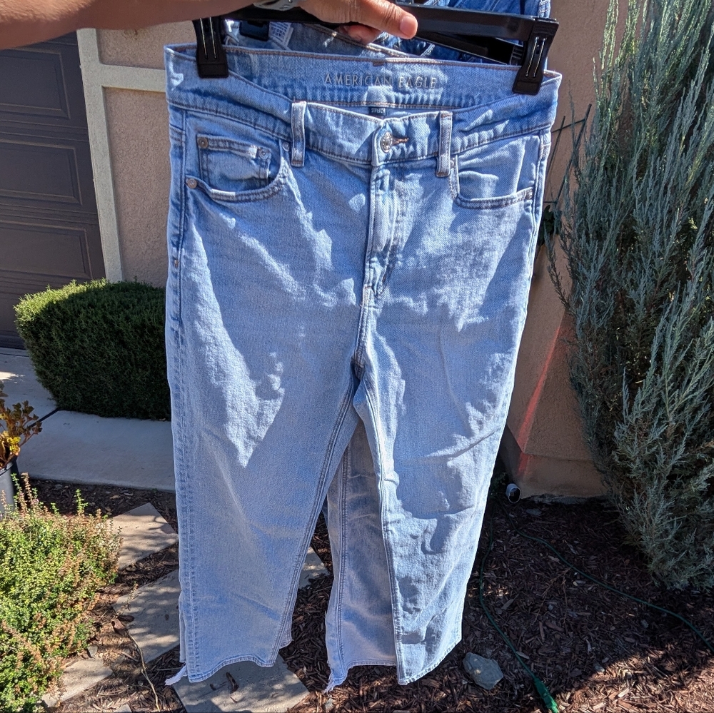 AE Stretch Super High-Waisted Straight Jean - Size 8 - in Light Repair - Picture 4 of 8